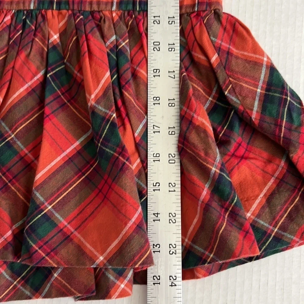 Ralph Lauren Girl’s Red Black Plaid Holiday Cotton Flannel Ruffle Dress SZ 5
